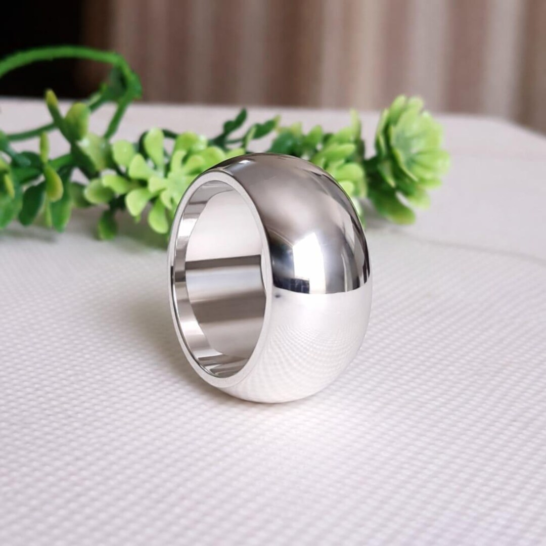 Handmade 925 Sterling Silver Wide Band Ring | Minimalist Unisex Jewelry ...
