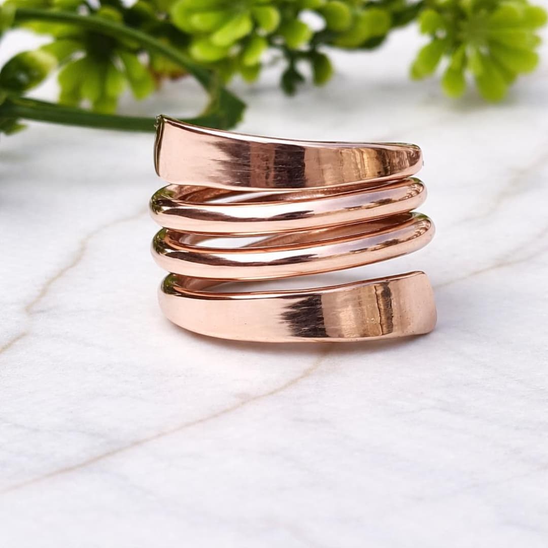 Copper Wrap Ring, Adjustable Multi Layer Band, Minimalist Coil Jewelry ...