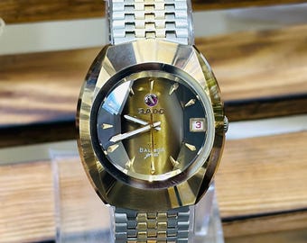 Vintage Rado Balboa V Automatic Watch – 1970s Swiss Tungsten Case Fume Dial