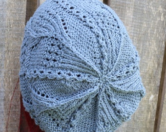 Bonnet d'été respirant en coton tricoté, bonnet en dentelle grise tricoté à la main, casquette pour femme, bonnet de travail ajouré, chapeau à bord en tricot