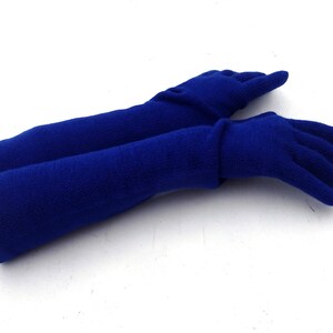 Gloves, Knitted long gloves with fingers, Blue gloves, evening gloves, women arm warmers, hand warmers, winter gloves, elegant gloves