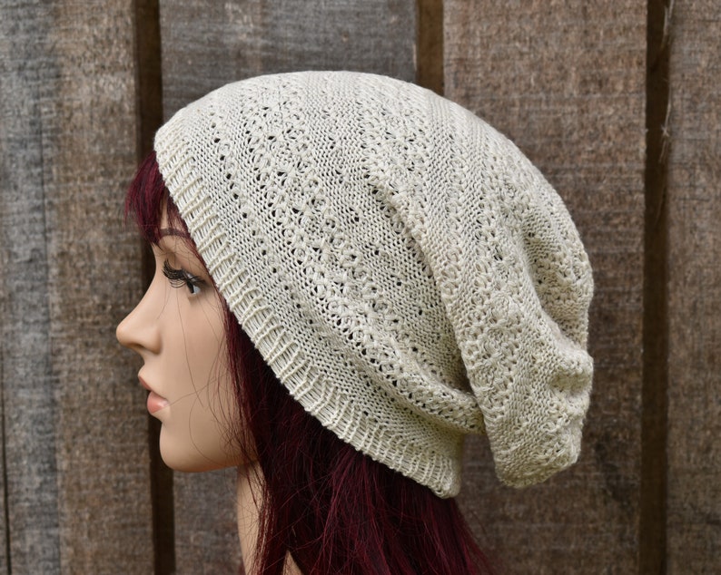 Knitted cotton summer beanie, cotton hat knit cap image 1