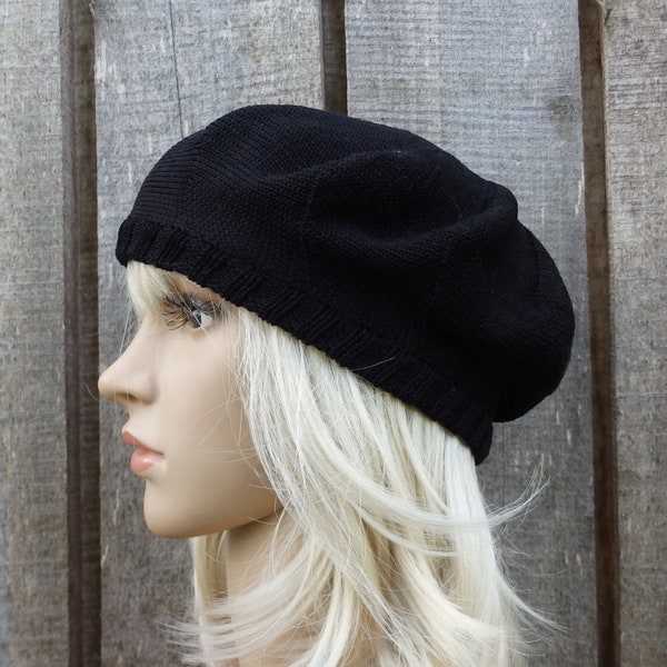 knit cotton summer black  French beret, thin breathable women hat