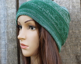 Knitted colorful cotton summer hat, knitgreen gray beanie, breathable cap. spring hat. light weight cap