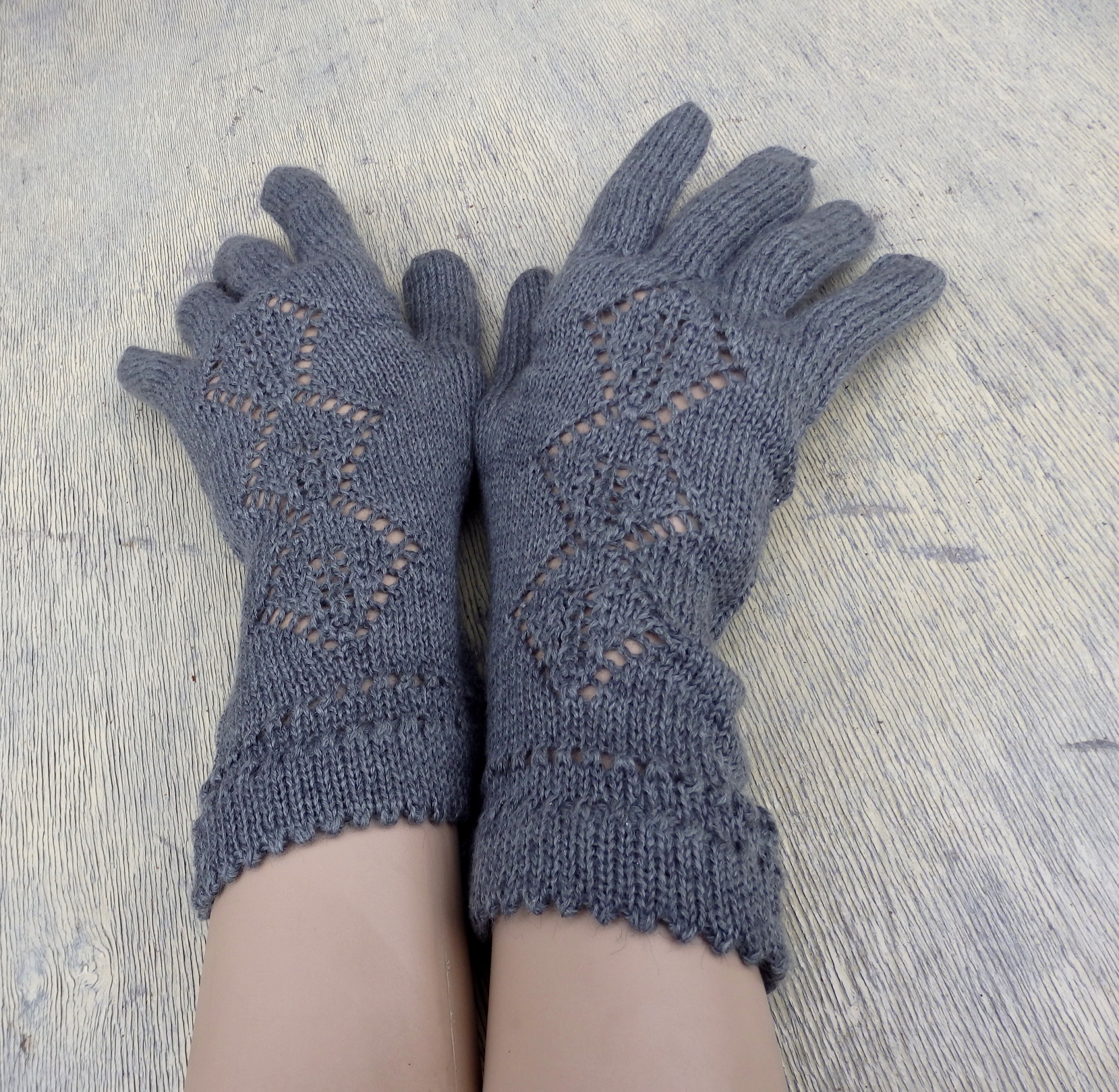 Fingered gloves knit gray gloves with fingers knitted winter Etsy