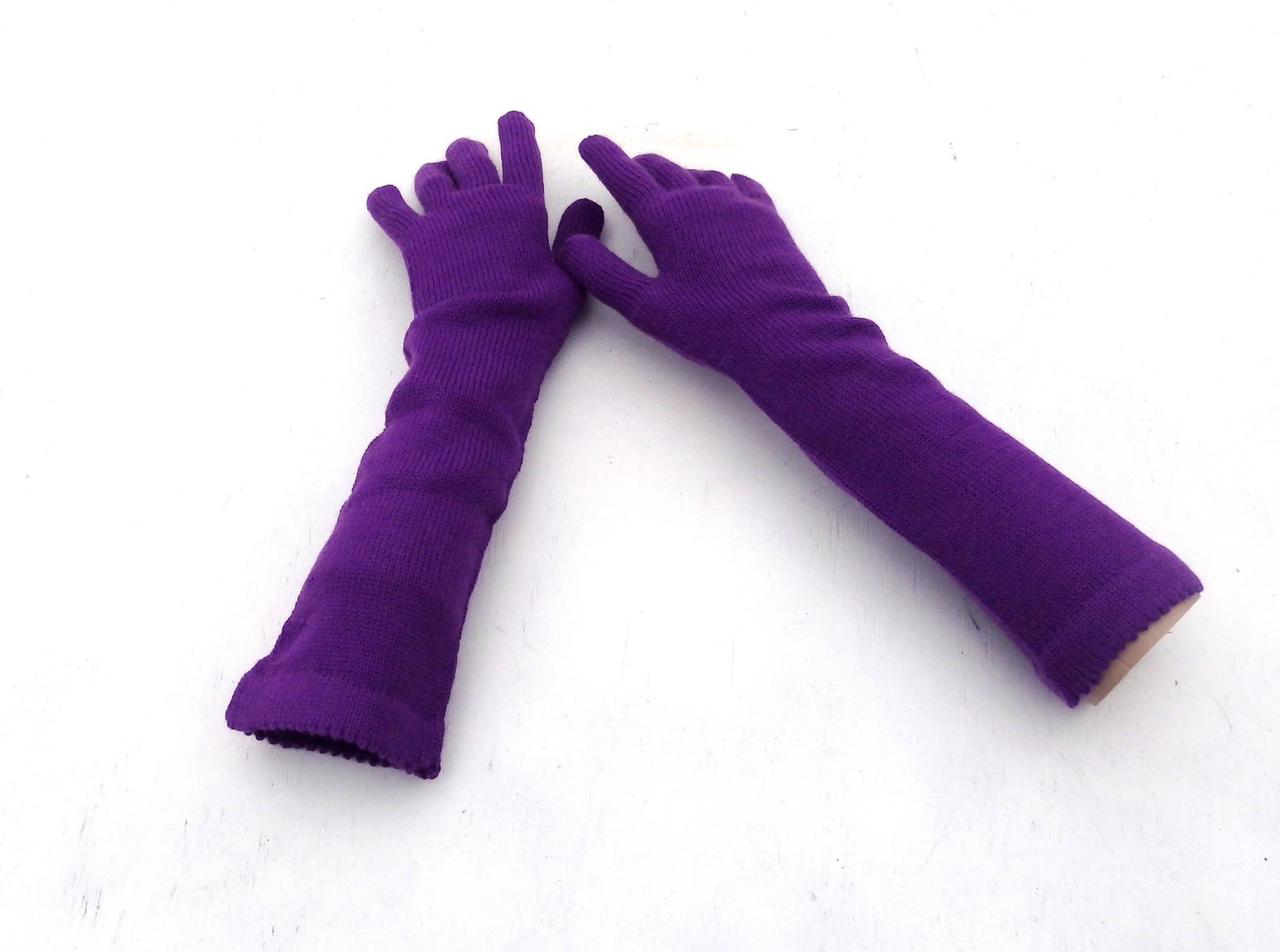 Long Gloves With Fingers Purple Gloves Evening Gloves Knit Etsy