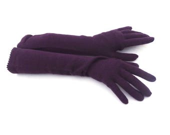 Gants longs avec les doigts, gants violet foncé, gants de soirée, Gants d’hiver longs en tricot, gants élégants, gants à doigts longs, mitaines