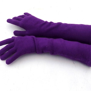 Long gloves with fingers, purple gloves, evening gloves, Knit long winter gloves, elegant gloves, long fingered gloves, mittens, accessories
