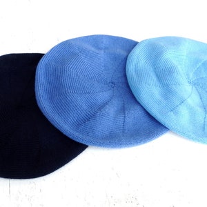 Beret, knitted wool blue beret