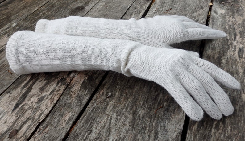 gants en laine tricotés, gants à doigts, gants longs en tricot avec les doigts, gants complets en tricot, gants de mariage, manchettes blanches en tricot, mitaines image 6