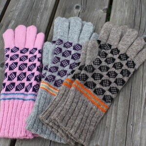 Knitted Wool Gloves: Latvian Style Warm Arm Warmers - Size M