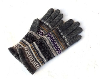 knitted gloves, knit wool gloves with fingers, woolen fingered gloves, size L arm warmers, fair isle gloves, knitting latvian gloves