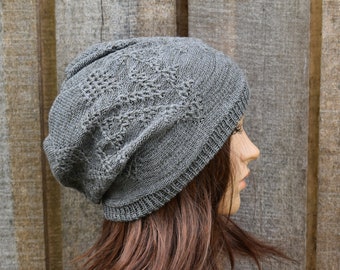 Knitted cotton summer gray khaki beanie, cotton lace thin hat, knit  casual cap