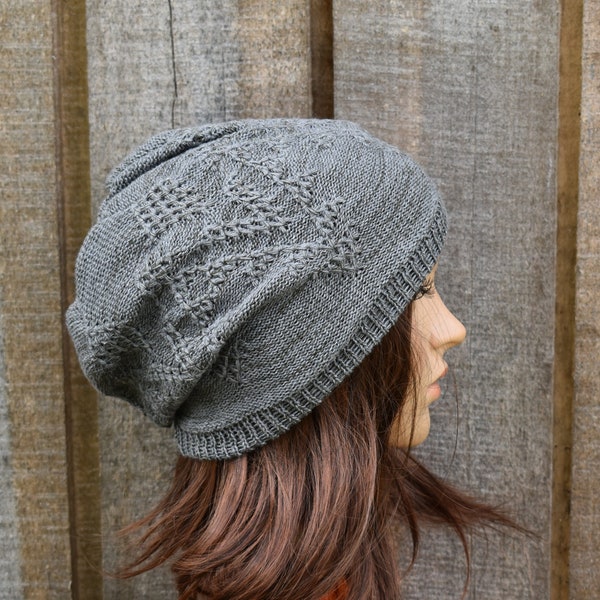 Knitted cotton summer gray khaki beanie, cotton lace thin hat, knit  casual cap