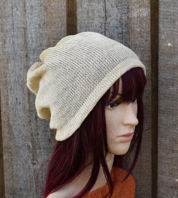 knitted beige linen summer hat, breathable casual hat