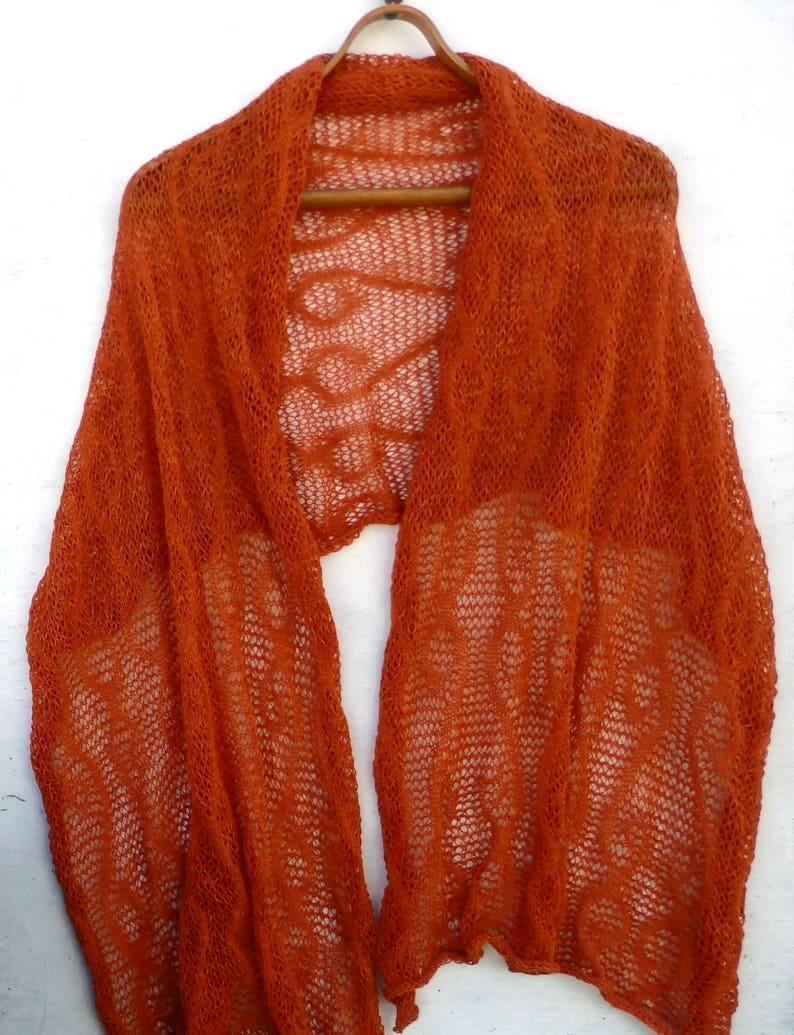 Scarf knitted orange scarf knit lace shawl bridesmaid shawl Etsy