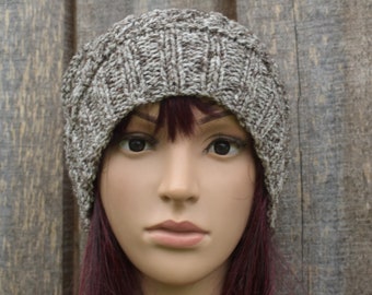 Bonnet en laine marron coloré pour femme, bonnet d'hiver unisexe, casquette de printemps tricotée à la main, chapeau à large bord non doublé