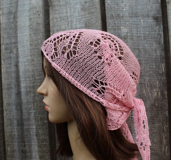 Fazzoletto da testa lavorato a maglia, foulard in pizzo di lino