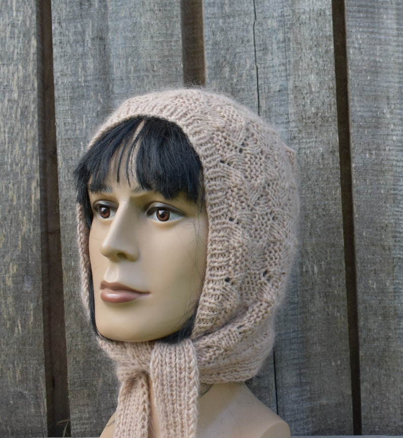 Bonnet tricoté en laine mérinos, bonnet d'hiver unisexe tricoté à la main, casque moderne à tricoter, le cadeau pour les fashionistas image 3