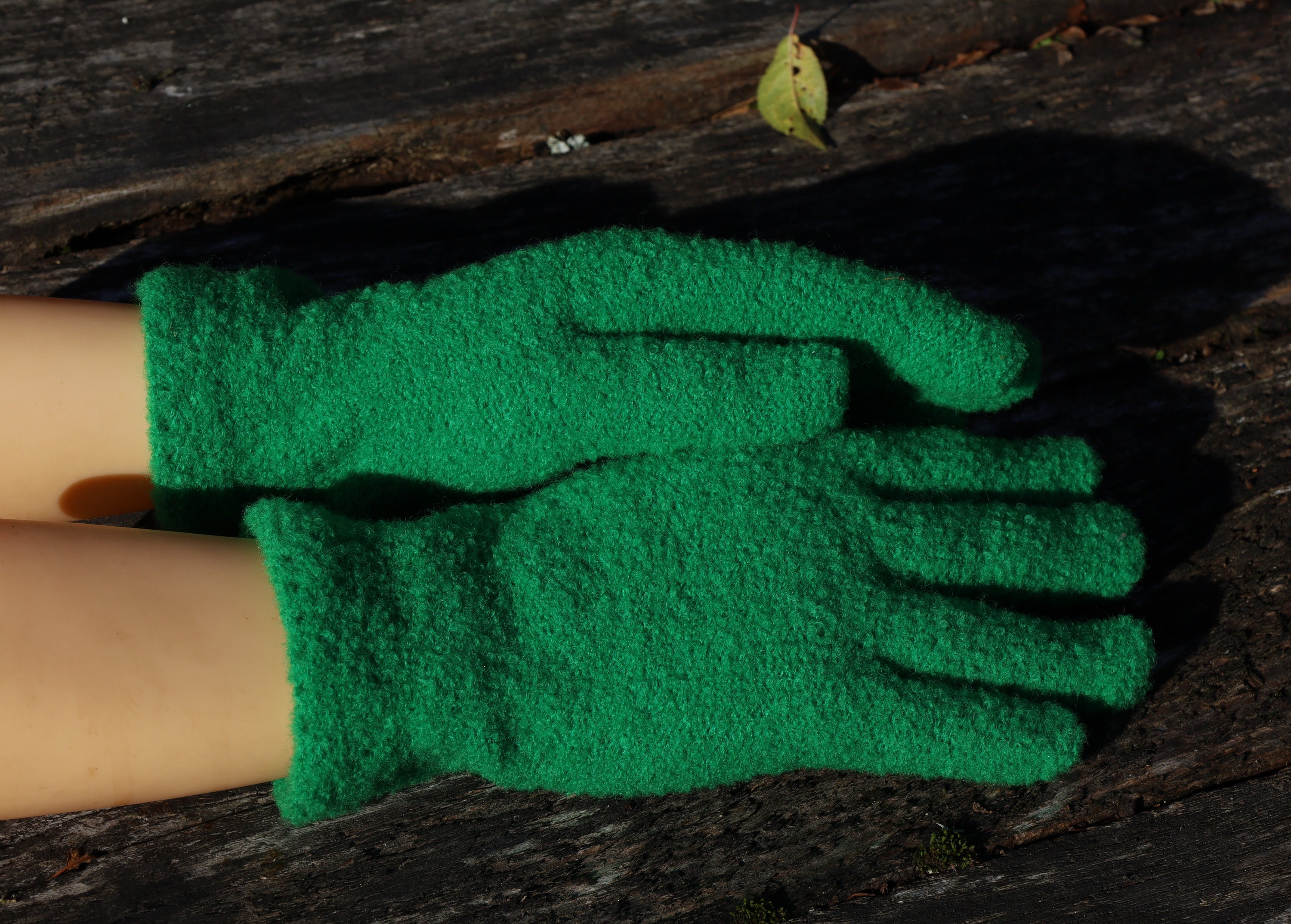 Knitted Merino Wool Warm Green Winter Gloves for Women, Arm Warmers Etsy