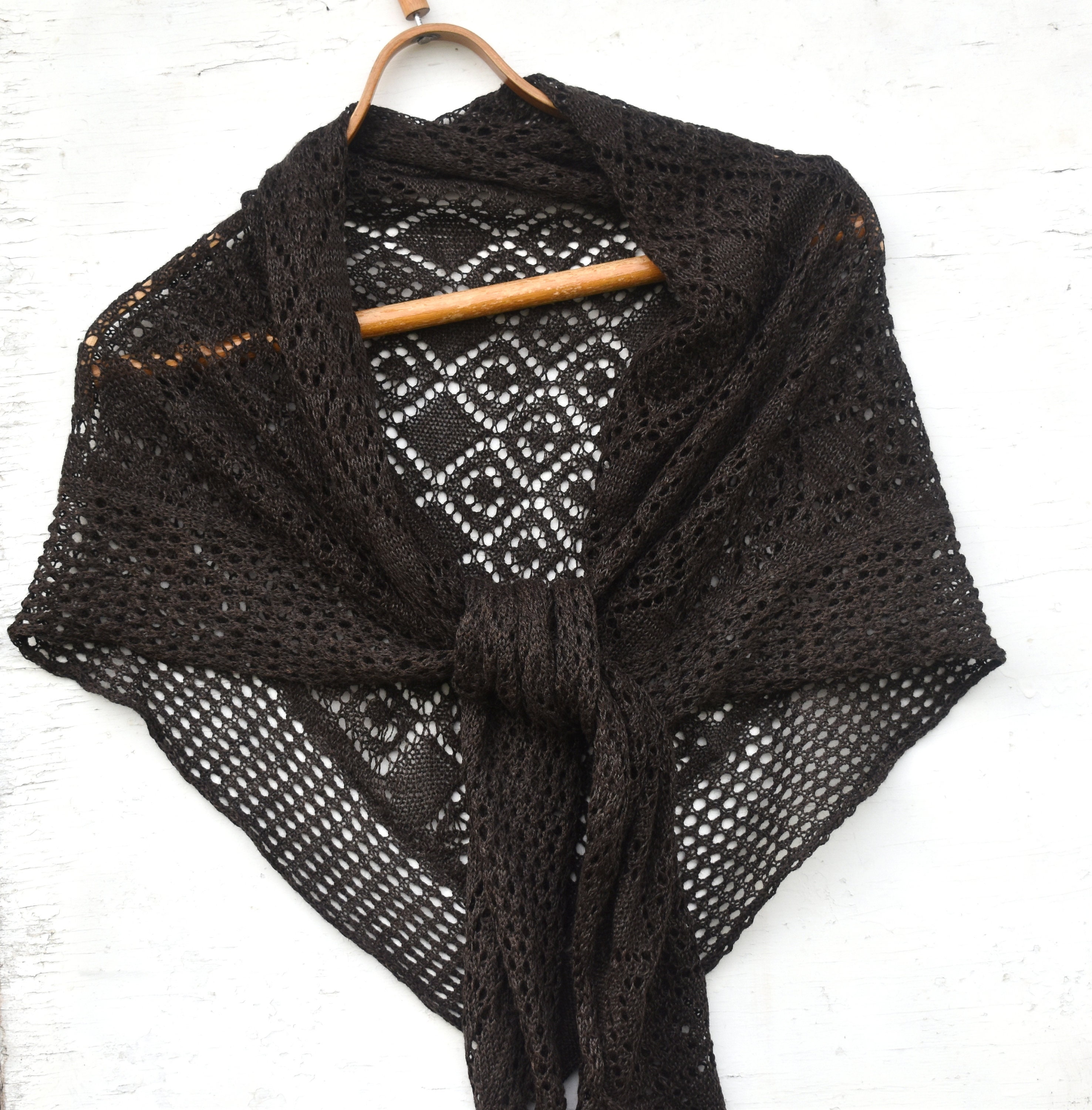 Chocolate Brown knit shawl Acrylic