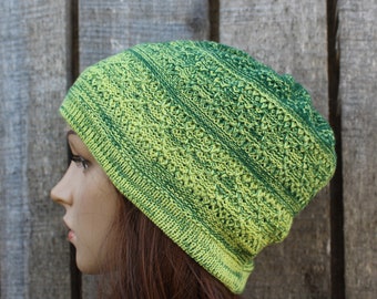 Knitted colorful cotton summer hat, knit green yellow beanie, breathable cap. spring hat. light weight cap