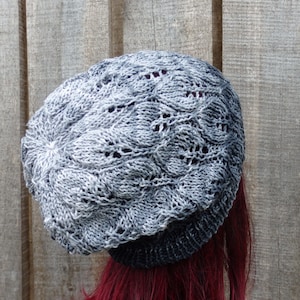 Hand Knit Cotton Lace Beanie: Colorful Gray Black Summer Hat