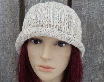 Gorro beige de verano de algodón de punto, gorro transpirable de algodón, gorro de canalé ligero de punto.