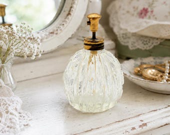 Vintage Clear Glass Perfume Atomizer with Brass Pump