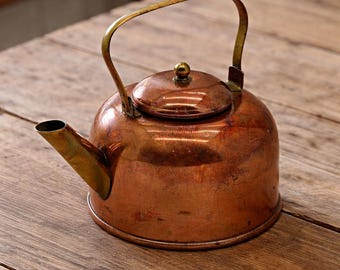 Vintage Coppercraft Guild Copper Teapot with Brass Handle and Spout
