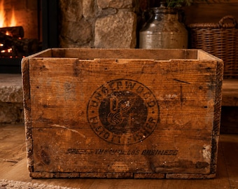Vintage Wooden Whipping Crate from the Underwood Elliott Fisher Company with Intact Shipping Label