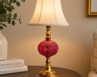 Vintage Ruby Red Hobnail Table Lamp