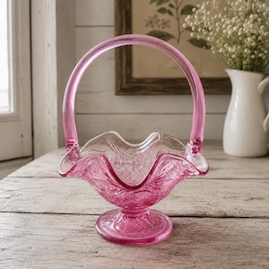 Fenton Pink Basket - Etsy