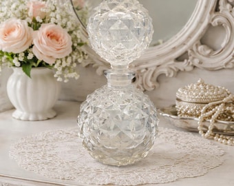 Antique European Victorian Diamond Cut Glass Perfume bottle with Stopper