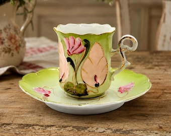 Vintage Hand Painted Demitasse Cup with Saucer