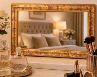 Vintage Rectangular Wooden Framed Mirror