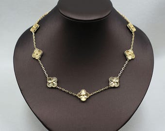 925 Silver Plated With 18K Gold Clover Necklace,15mm 10 Patterns All-gold Laser Clover Pendant