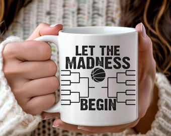 Let The Madness Begin Knitting Mug, Funny Knitter Mug, Yarn Lover Gift, Crochet Humor Mug, Gift for Knitting Addict