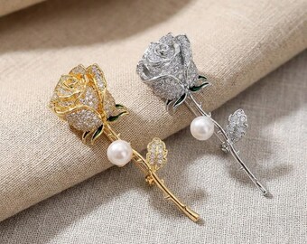 Belle Broche Vintage En Forme De Rose - Résine De Qualité, Couleur Grise - Occasion