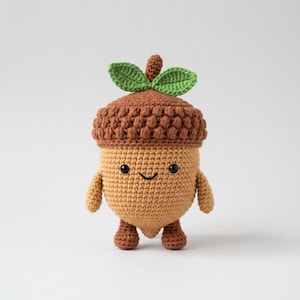 Nori Acorn Amigurumi Virkmönster PDF, 10 cm botanisk leksak för nybörjare