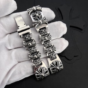 CH I låda 925 silver gotiskt kors Apple Watch-armband, vintage silverarmband, punkrock-klockarmband, unisexpresent