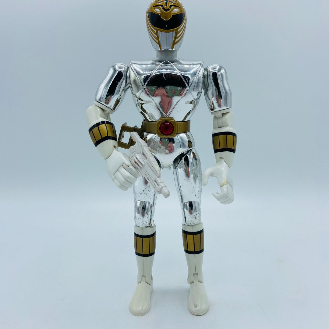 Vintage Mighty Morphin Power Rangers White Ranger Metallic 8
