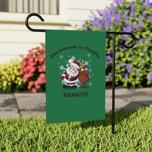 Front Yard Flag - Christmas Santa Rudolph Garden & House Banner, Holiday Outdoor Decoration, Christmas Yard Sign, Festive Garden Flag, Santa