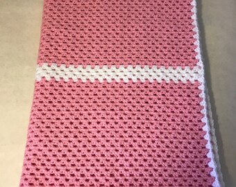 Lap blanket, office chair throw, wheelchair lap blanket, pink and white, couch throw, home decor