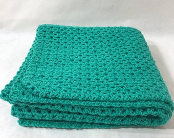 Lap Blanket, Office chair throw, Wheelchair lap cover, Couch throw, Crocheted,Turquoise color, Home decor