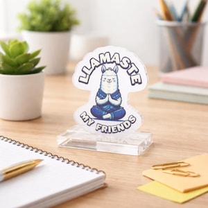 Lamaste yoga lama op maat gesneden standaard | Acryl bureaustandaard