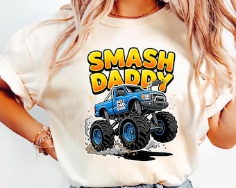 Smash Daddy Monster Truck Comfort Colors Vaderdag Leuk T-shirt, Monster Truck Dad Gift, Off Road Graphic T-shirt vader