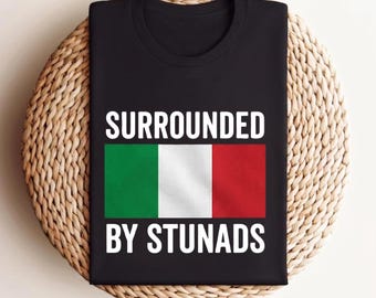 Mens Funny Italian Gifts Surrounded By Stunads Comfort Colors  Italian Sayings Performance T-Shirt, Italian Dad Gift, Mafia Humor Graphic