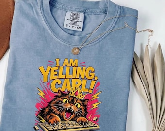 Colores cómodos, ¡Estoy gritando Carl!, Camiseta divertida de Carl de Dungeon Crawler, Camiseta de fan de Princess Donut, Camiseta con meme de gato gamer, Gráfico de libro de fantasía