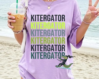 KITERGator Gator Comfort Colors Girl Goes Kiteboarding T-Shirt, Kiteboarding Girl Gift, Alligator Sports Lover Gift, Kitesurf Graphic Tee